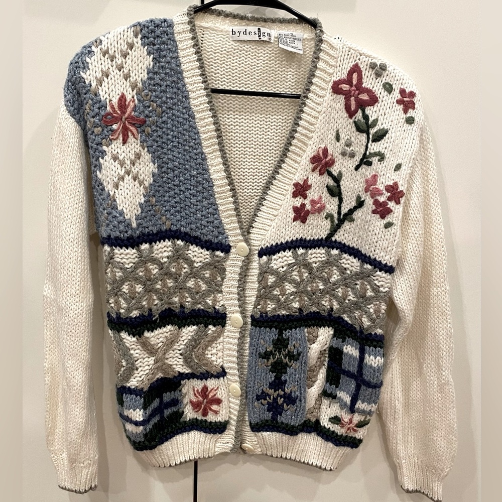 Vintage Flower Cardigan Size Large